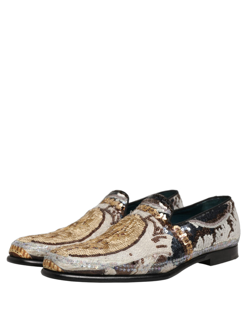 Dolce & Gabbana Multicolor Embroidered Sequin Loafers