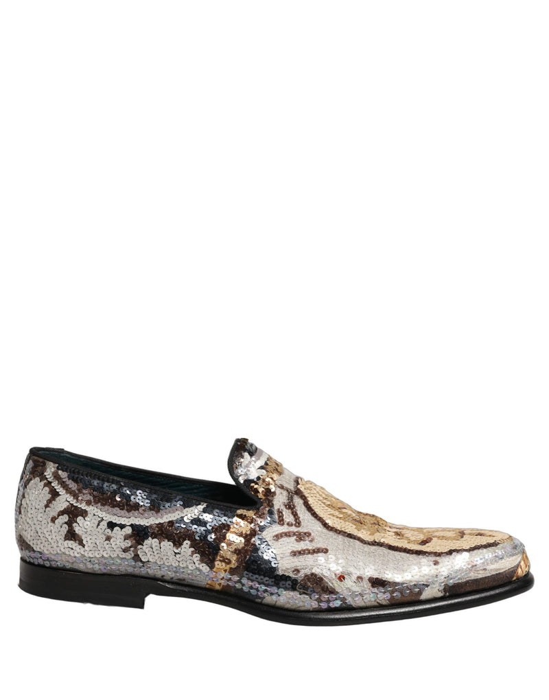 Dolce & Gabbana Multicolor Embroidered Sequin Loafers