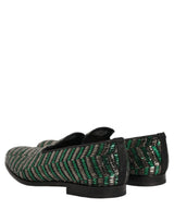 Dolce & Gabbana Silver Green Embellished Dress Loafers