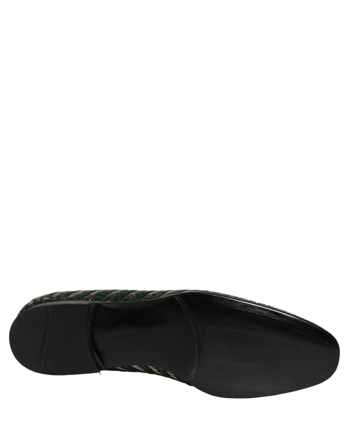 Dolce & Gabbana Silver Green Embellished Dress Loafers