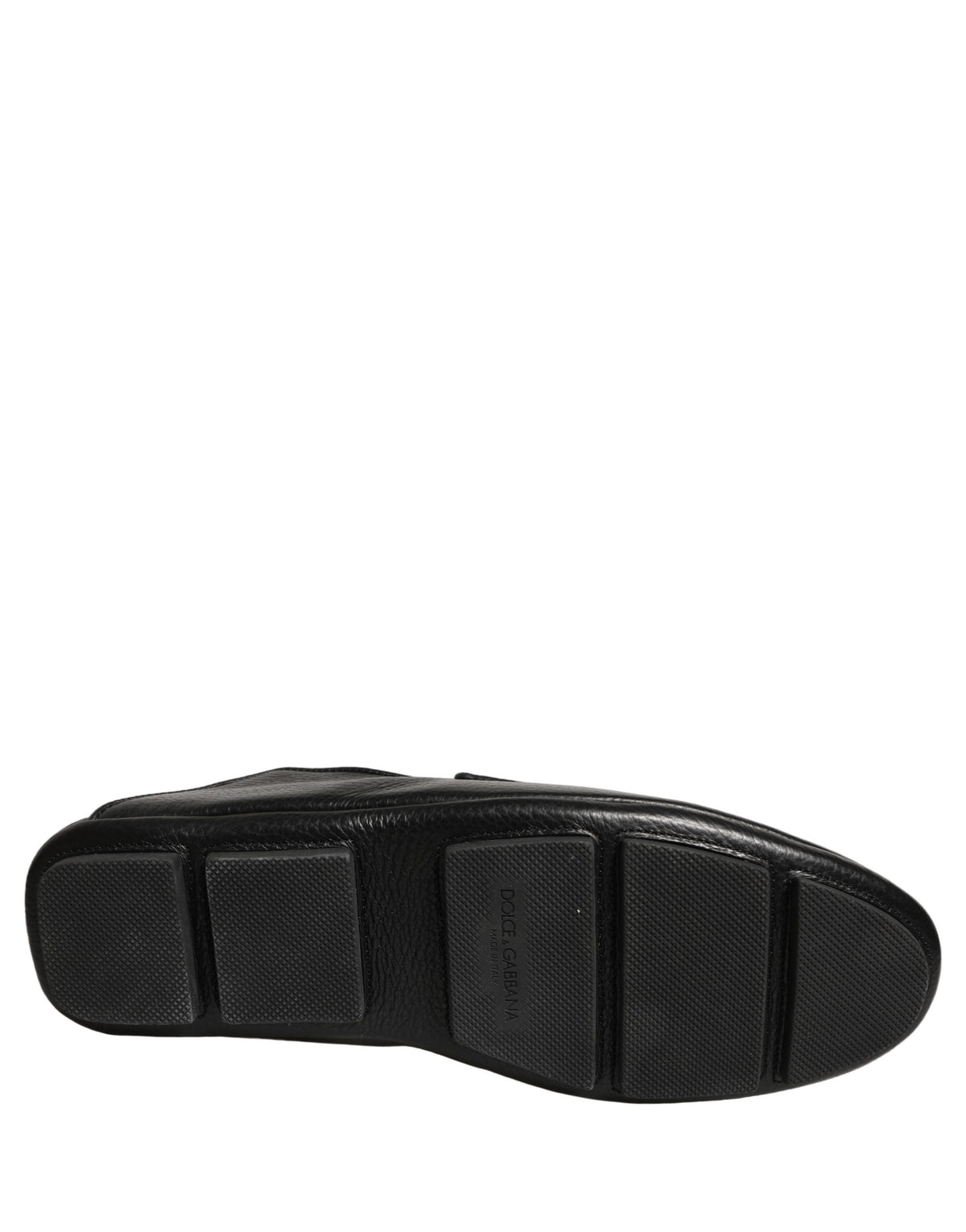 Dolce & Gabbana Black Deerskin Leather Driver Loafers