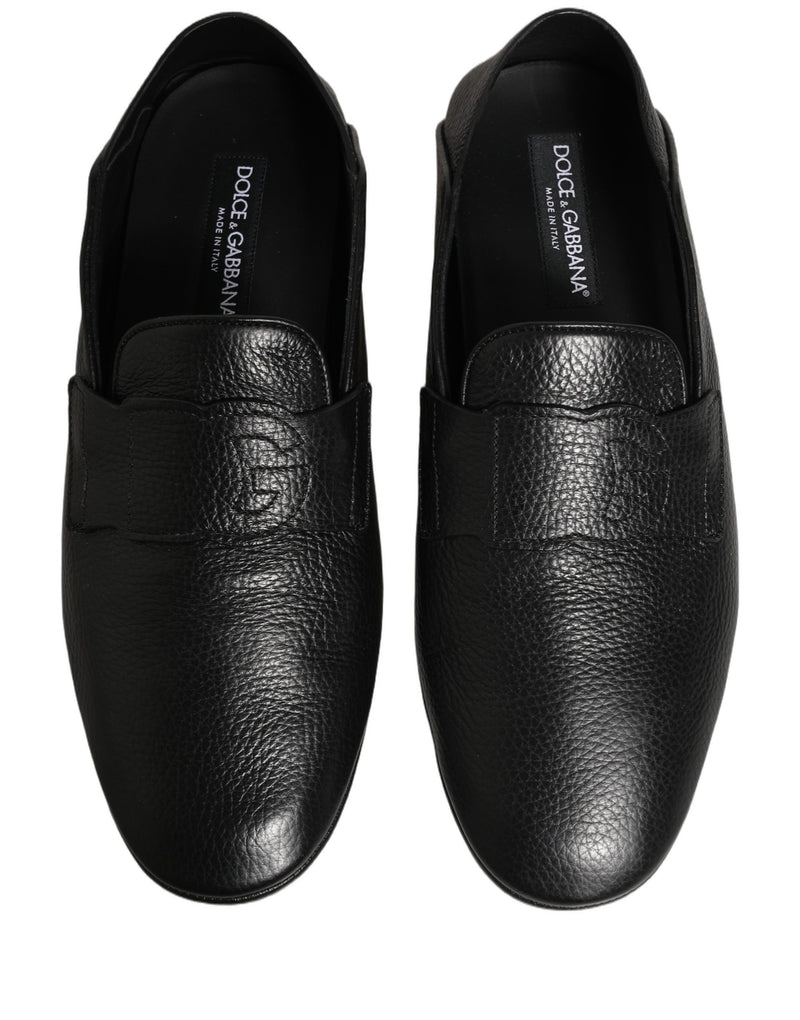 Dolce & Gabbana Black Deerskin Leather Driver Loafers