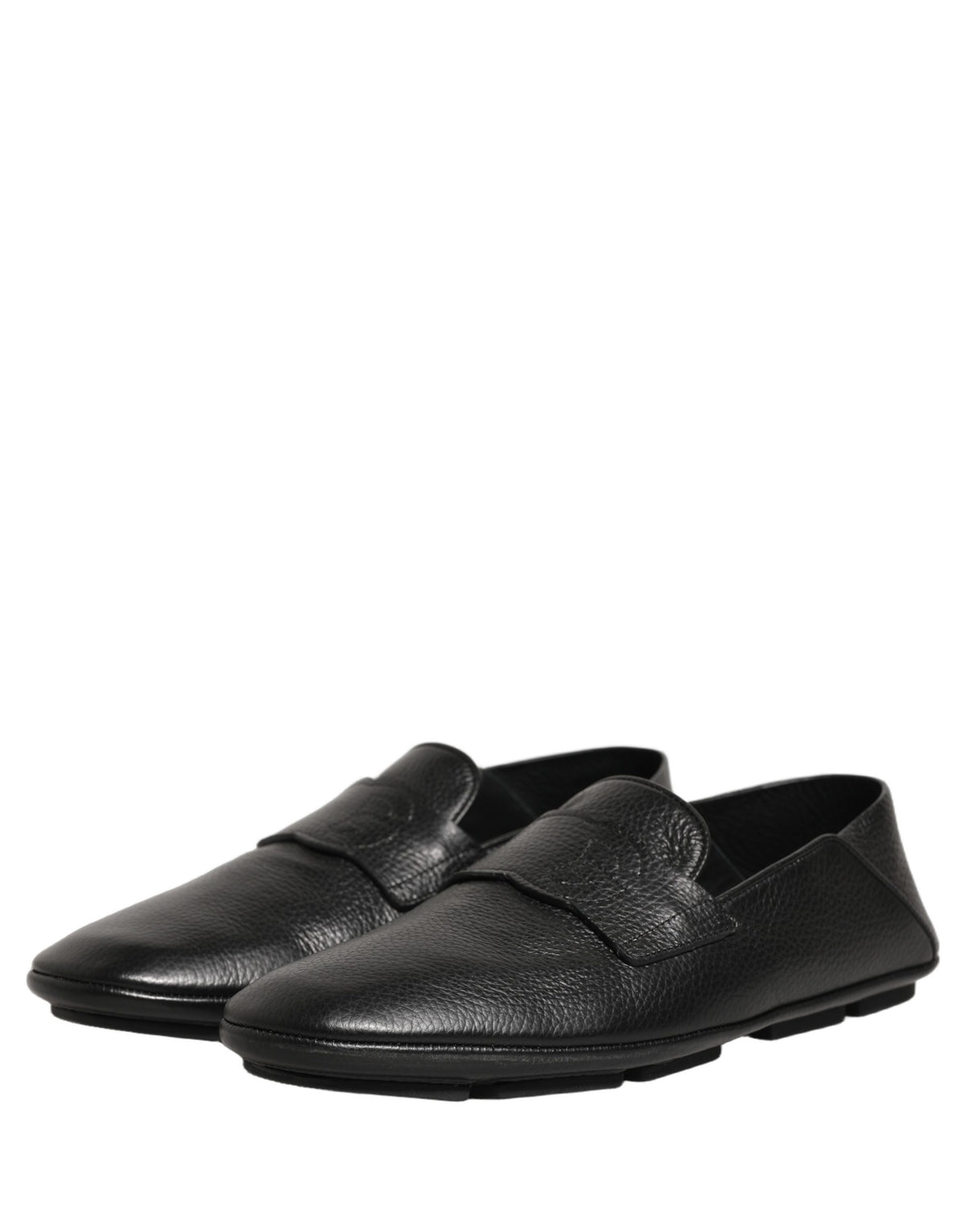 Dolce & Gabbana Black Deerskin Leather Driver Loafers
