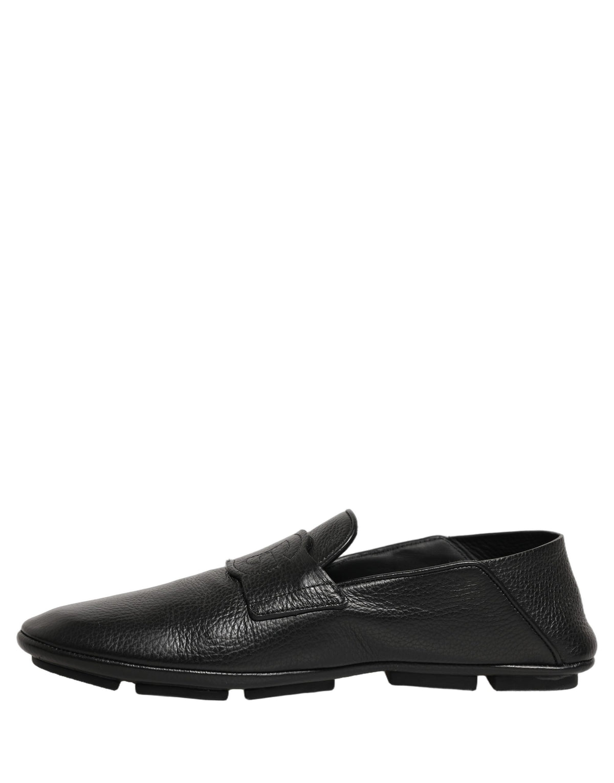 Dolce & Gabbana Black Deerskin Leather Driver Loafers
