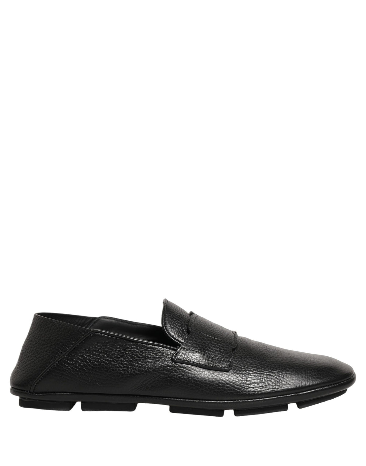 Dolce & Gabbana Black Deerskin Leather Driver Loafers