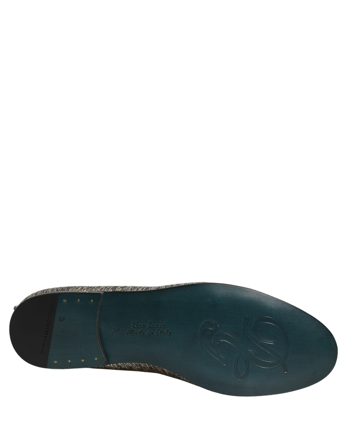 Dolce & Gabbana Gray Glitter Lurex DG Logo Dress Loafers