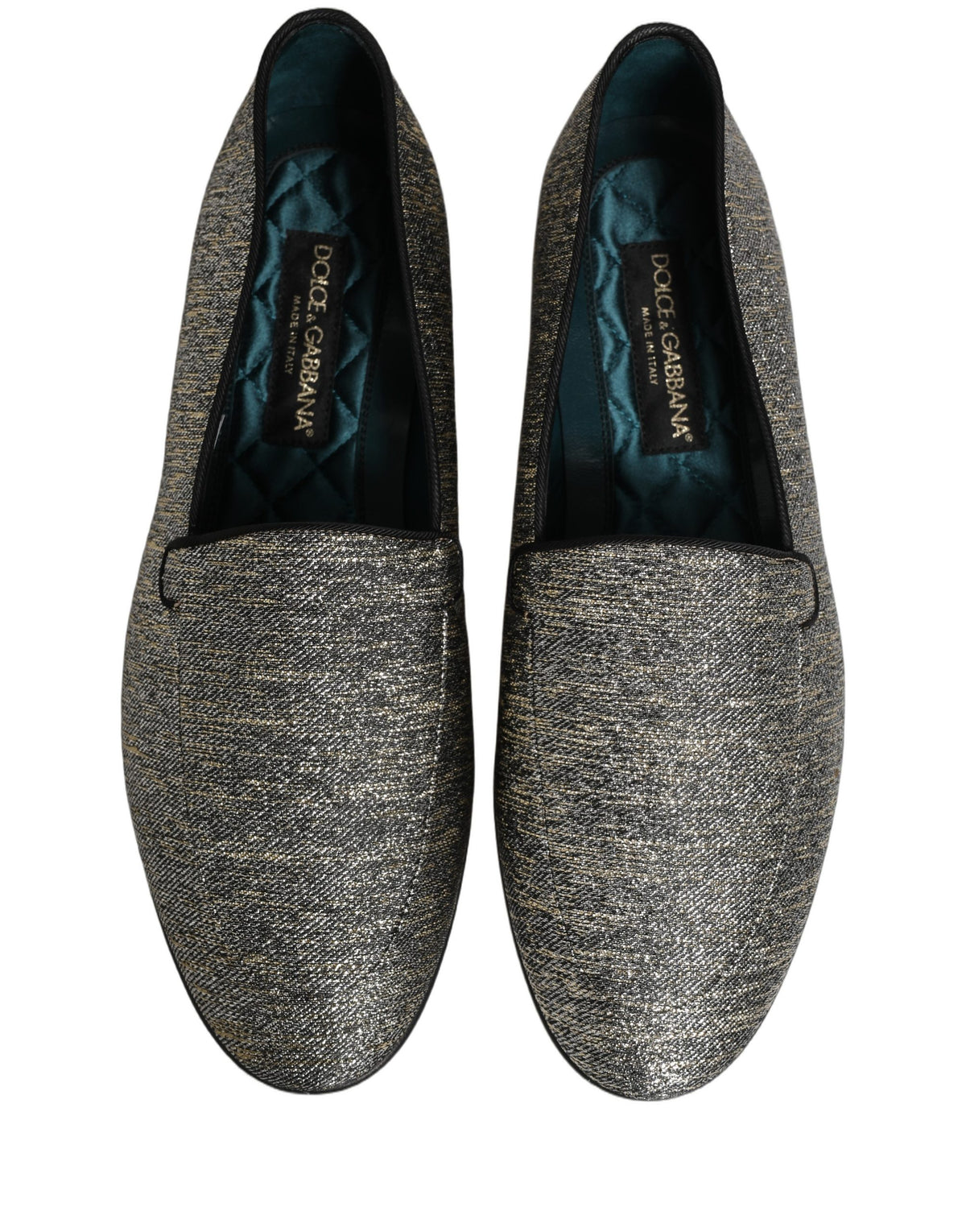 Dolce & Gabbana Gray Glitter Lurex DG Logo Dress Loafers