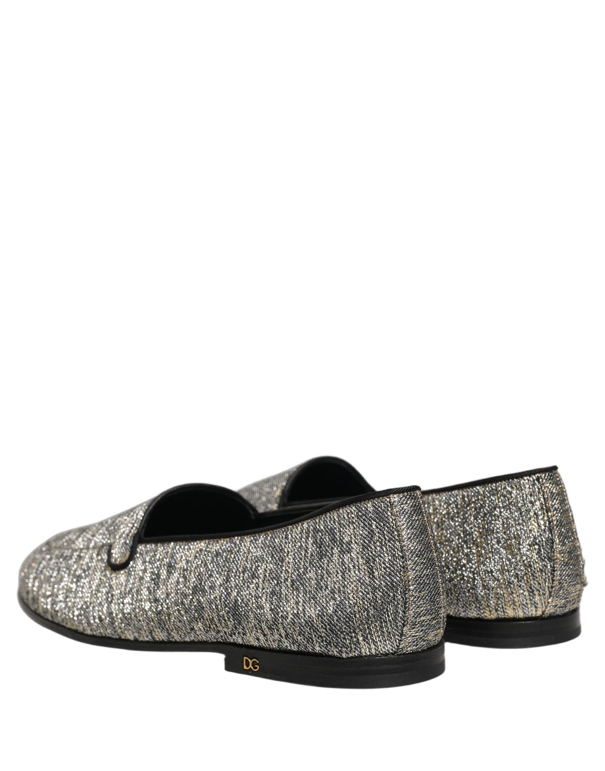 Dolce & Gabbana Gray Glitter Lurex DG Logo Dress Loafers
