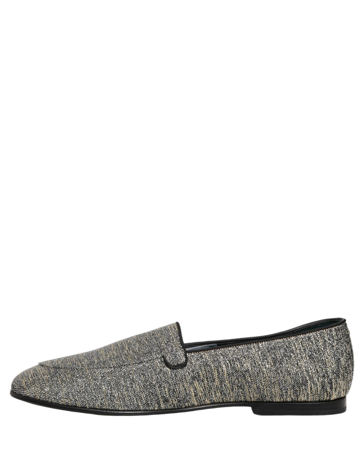 Dolce & Gabbana Gray Glitter Lurex DG Logo Dress Loafers