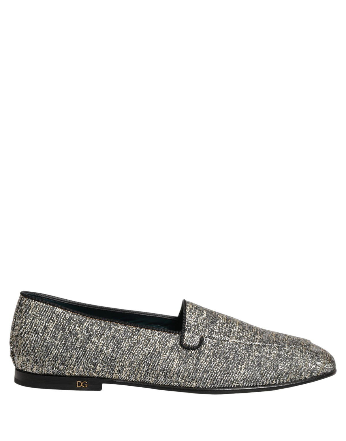 Dolce & Gabbana Gray Glitter Lurex DG Logo Dress Loafers