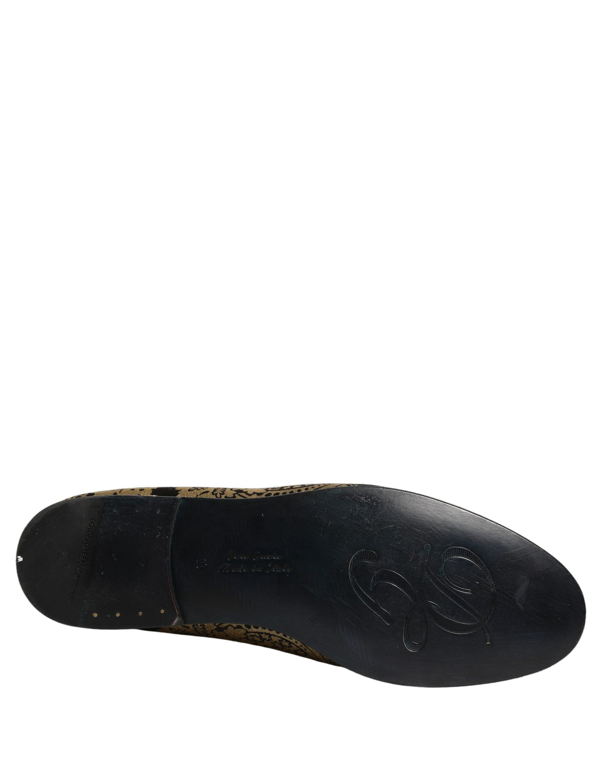 Dolce & Gabbana Gold Jacquard Leather Slip-On Loafers