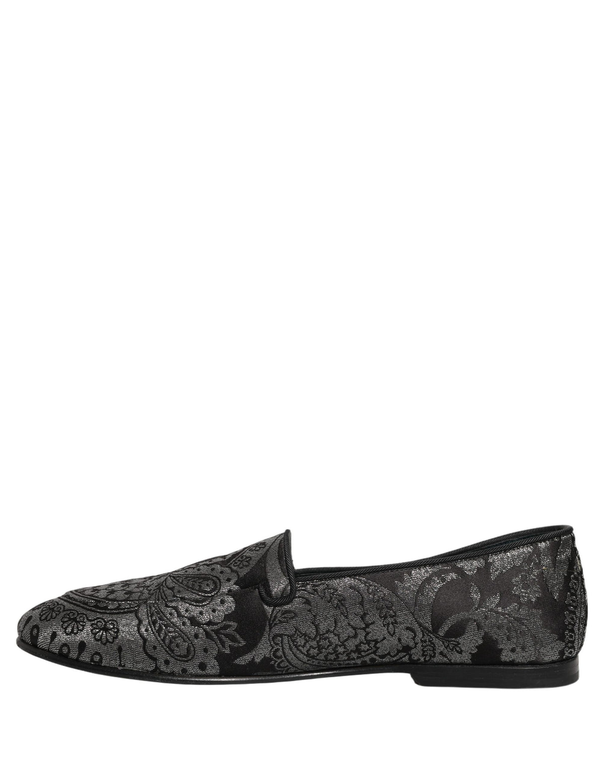 Dolce & Gabbana Silver Jacquard Leather Slip-On Loafers
