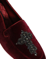 Dolce & Gabbana Red Suede Embellished Men Dress Loafers Shoes