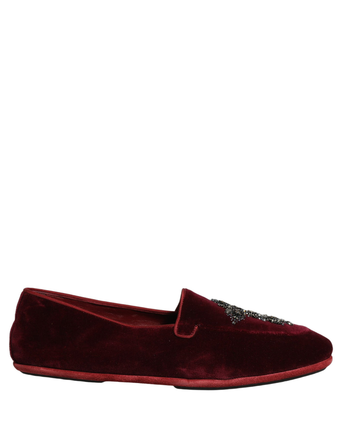 Dolce & Gabbana Red Suede Embellished Men Dress Loafers Shoes
