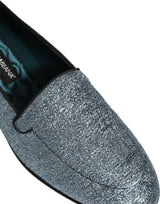 Dolce & Gabbana Blue Glitter Lurex DG Logo Loafers