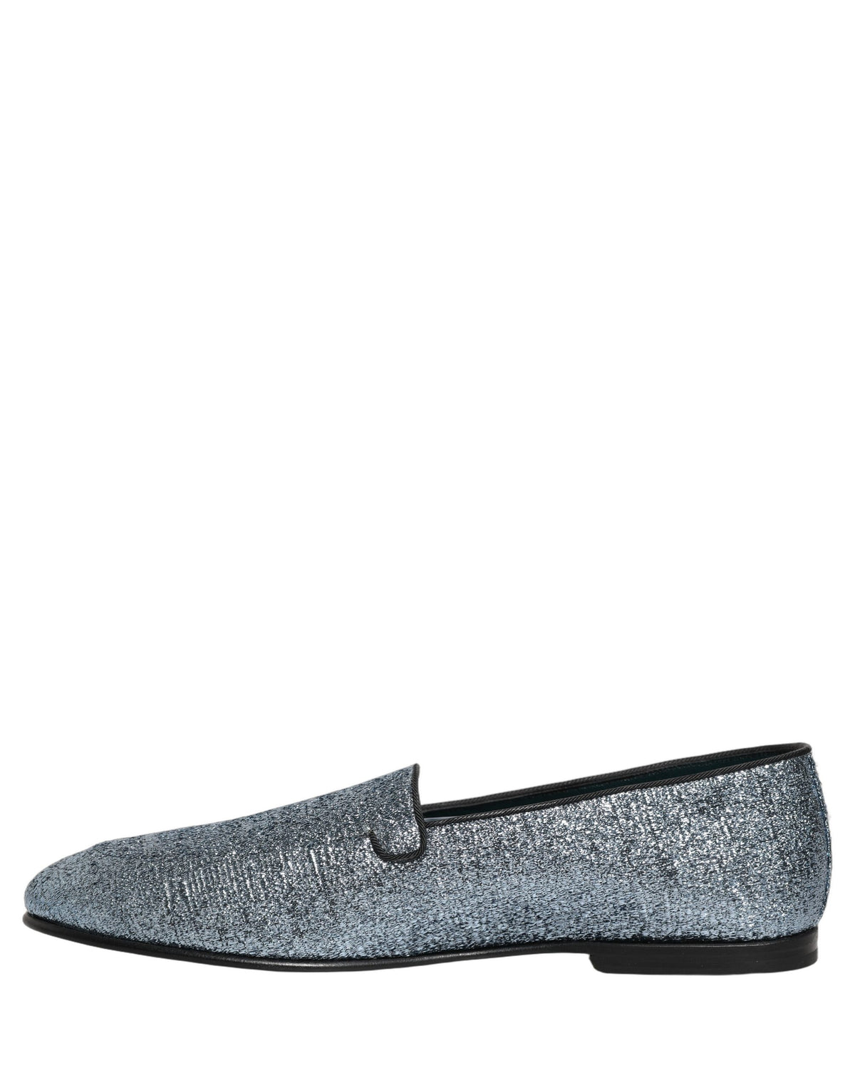 Dolce & Gabbana Blue Glitter Lurex DG Logo Loafers