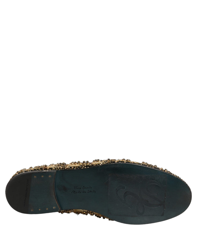 Dolce & Gabbana Gold Sequin Embellished Dress Loafers