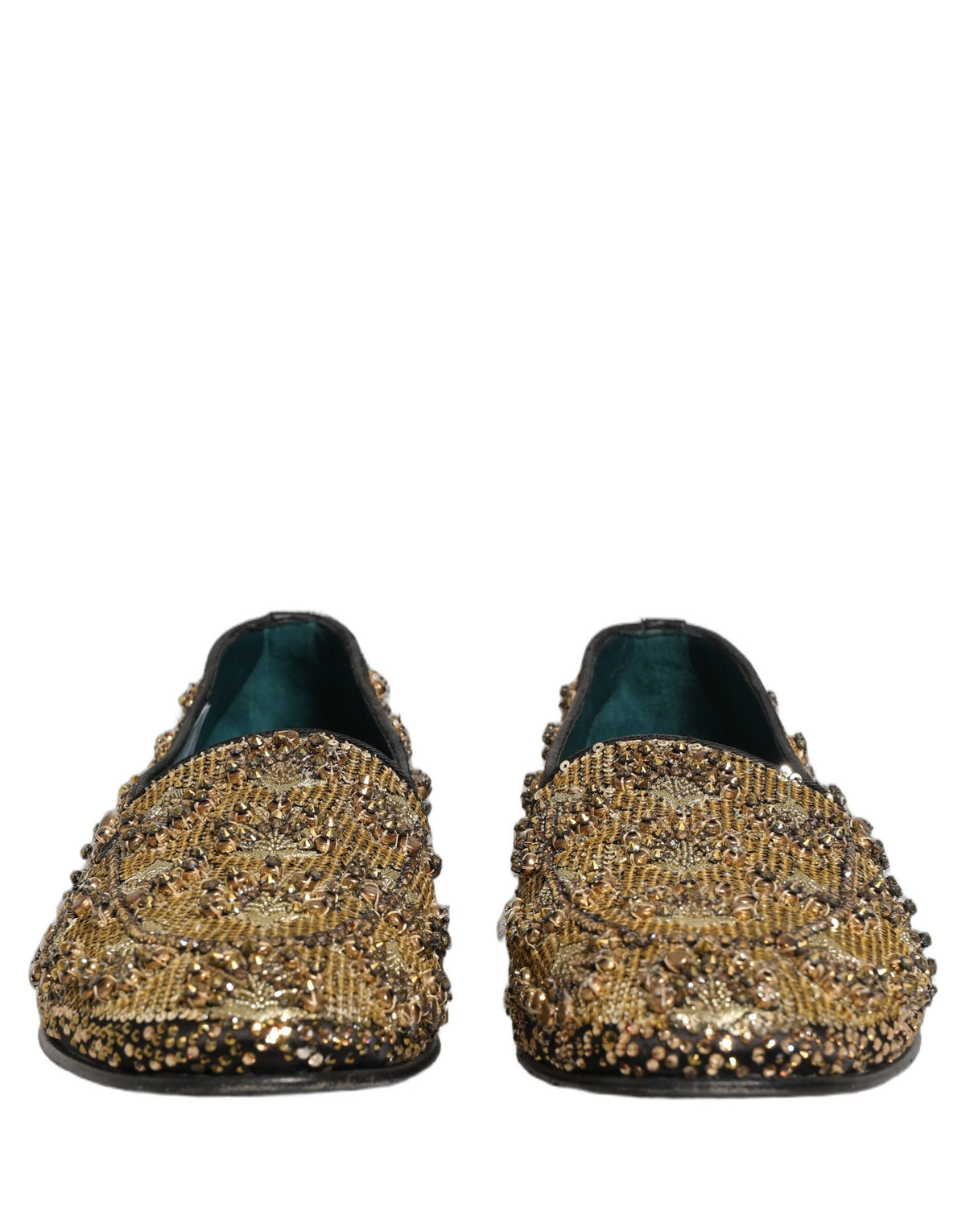 Dolce & Gabbana Gold Sequin Embellished Dress Loafers
