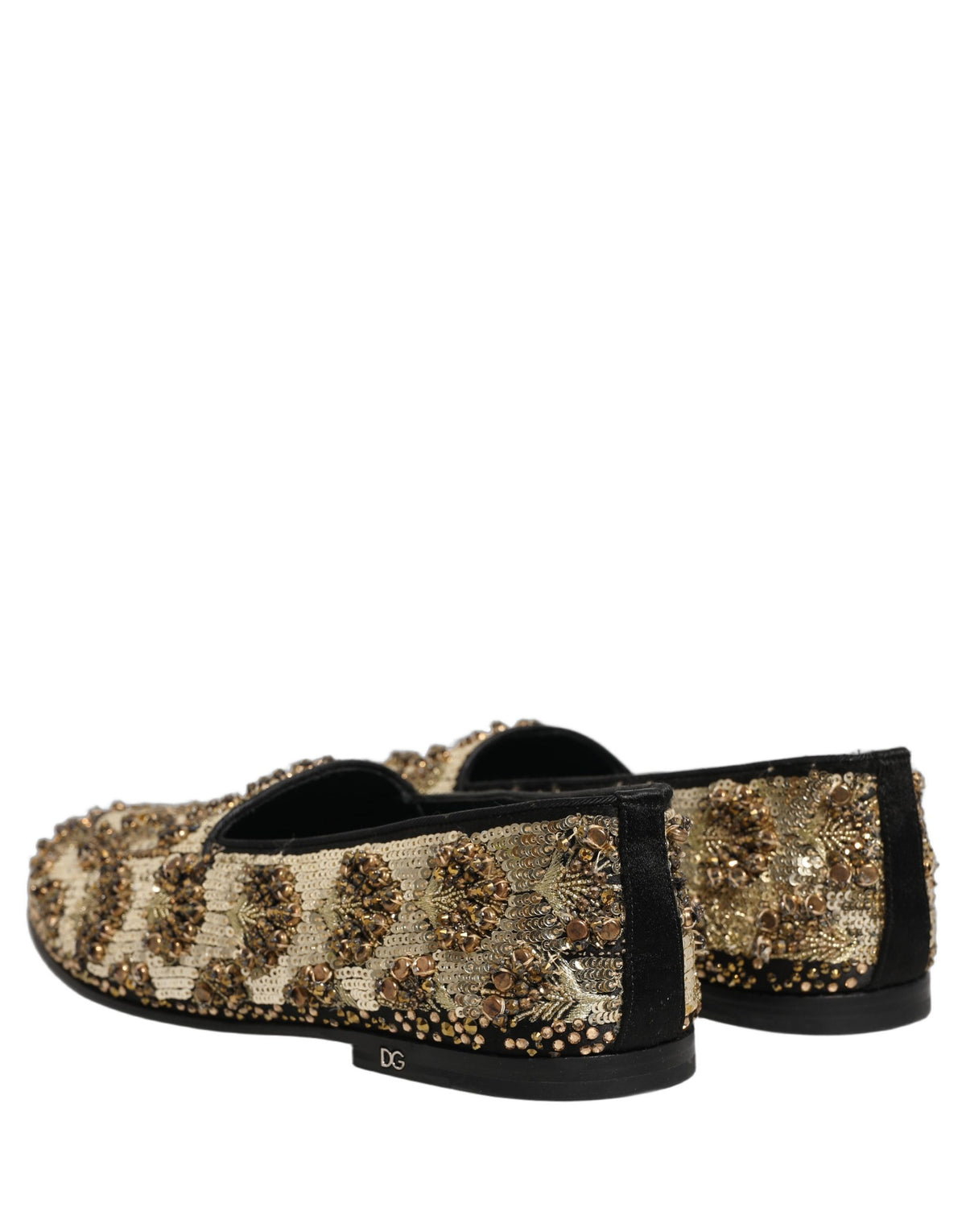 Dolce & Gabbana Gold Sequin Embellished Dress Loafers