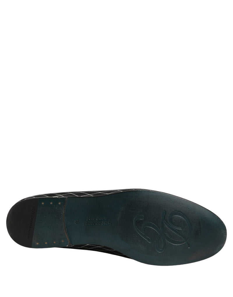 Dolce & Gabbana Black Velvet Diamond Stitched Loafers