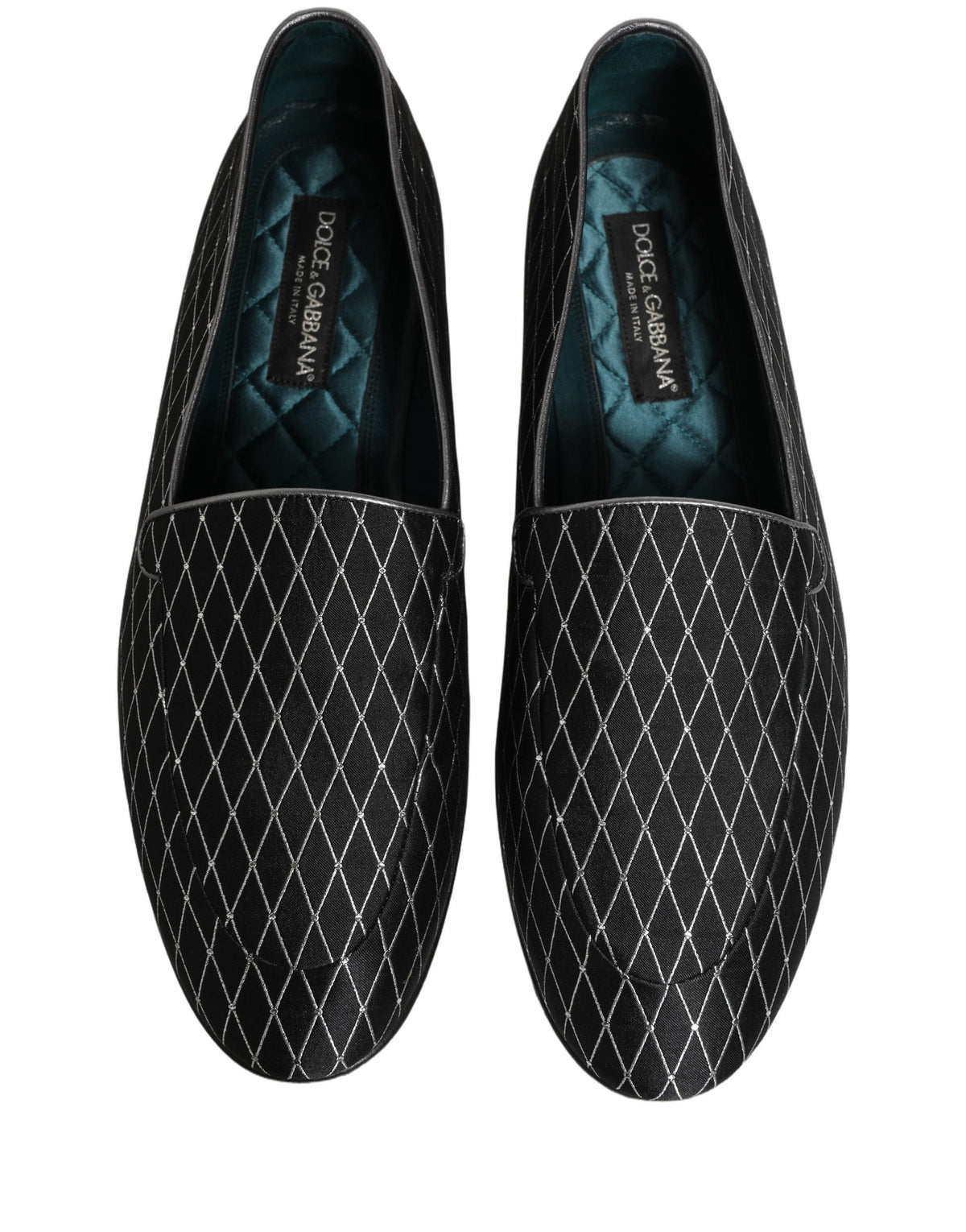 Dolce & Gabbana Black Velvet Diamond Stitched Loafers