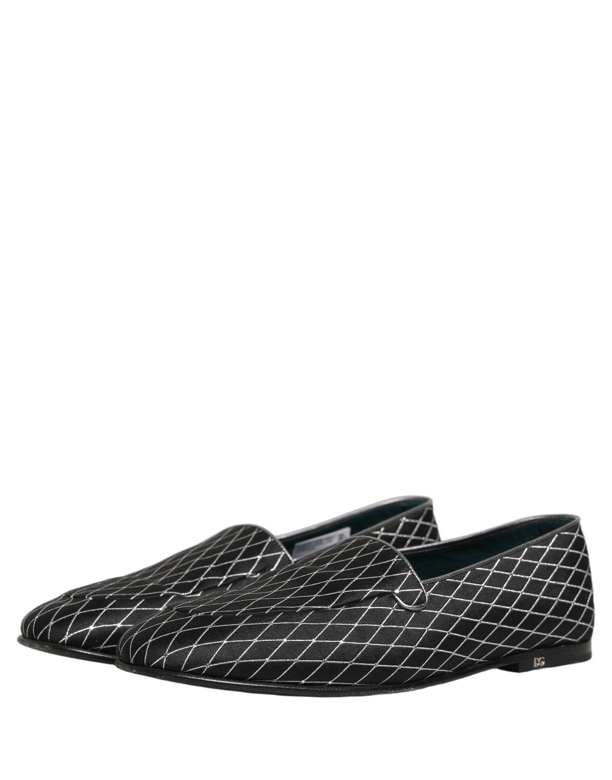 Dolce & Gabbana Black Velvet Diamond Stitched Loafers