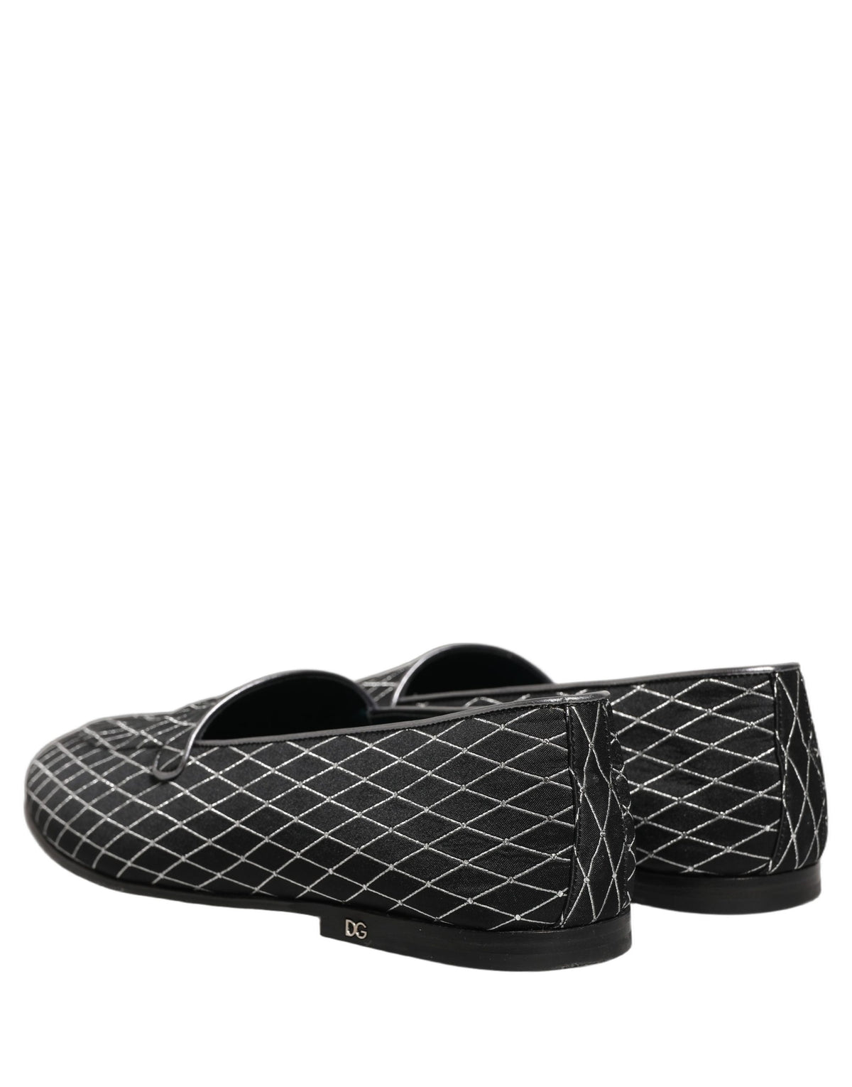 Dolce & Gabbana Black Velvet Diamond Stitched Loafers