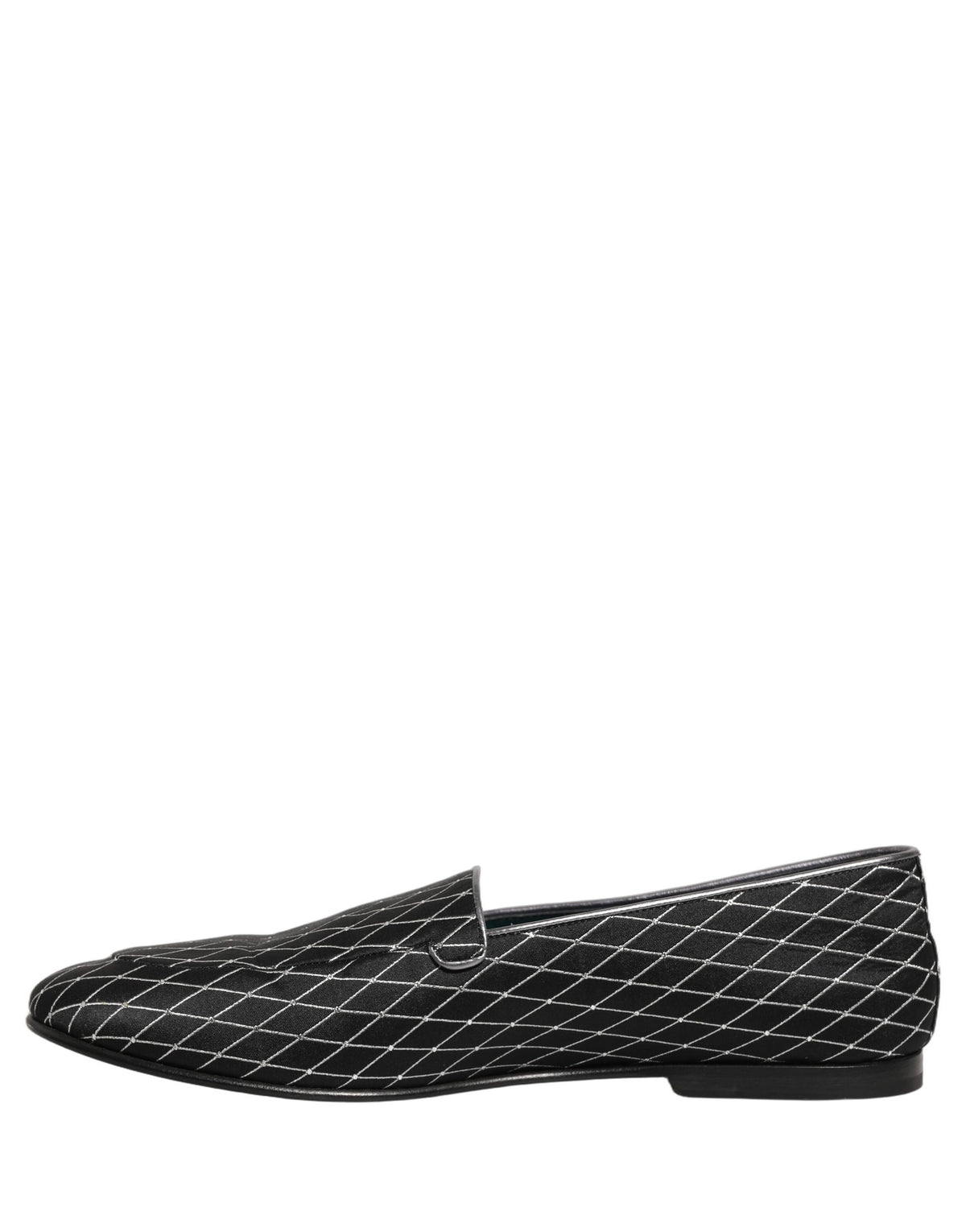 Dolce & Gabbana Black Velvet Diamond Stitched Loafers