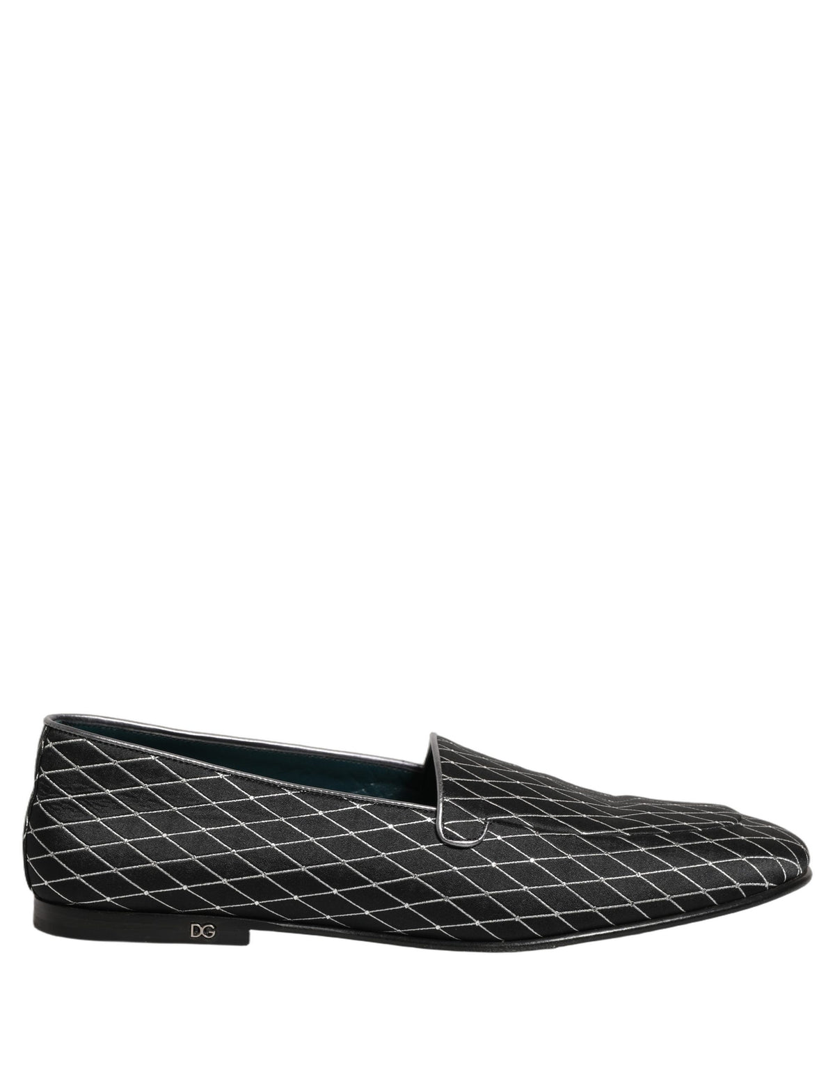 Dolce & Gabbana Black Velvet Diamond Stitched Loafers