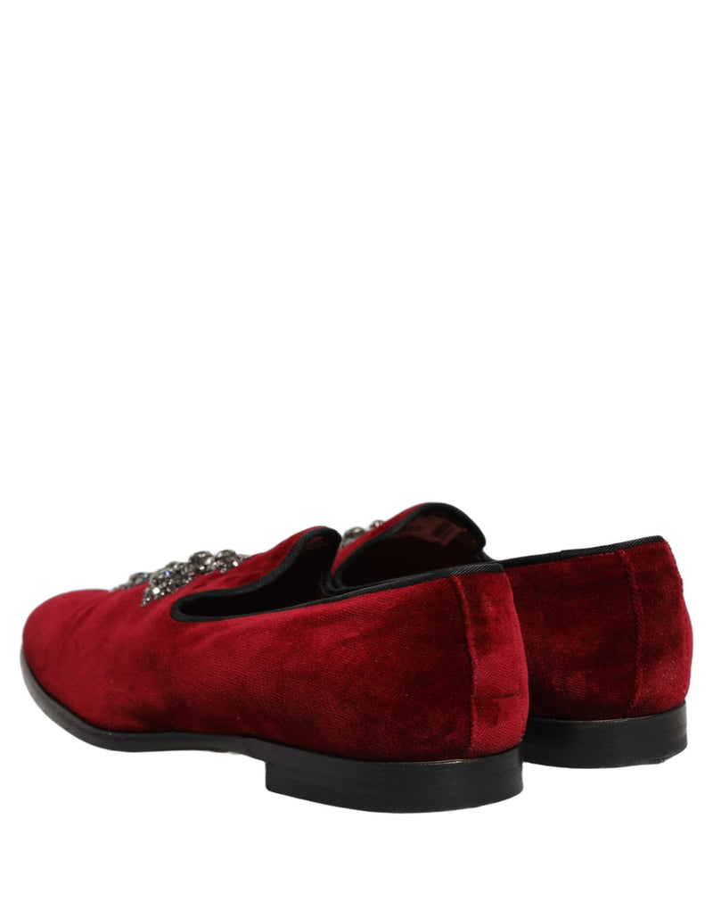 Dolce & Gabbana Maroon Suede Cross Slip On Dress Loafers