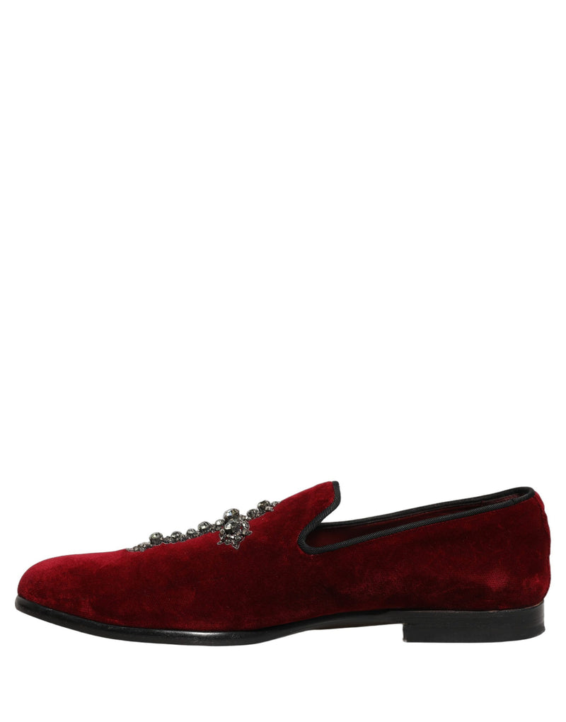 Dolce & Gabbana Maroon Suede Cross Slip On Dress Loafers