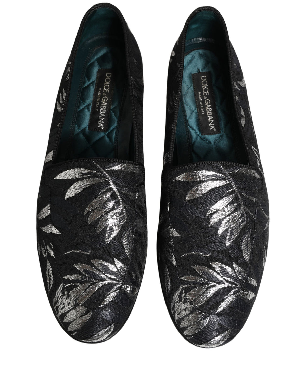 Dolce & Gabbana Black Leaf Embroidery Loafers for Men