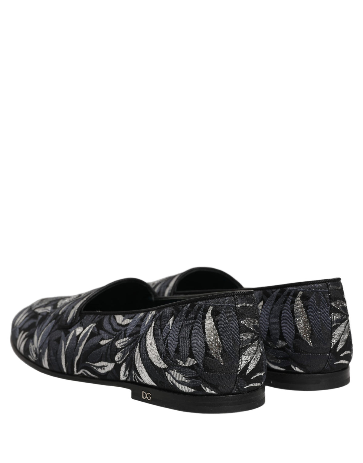 Dolce & Gabbana Black Leaf Embroidery Loafers for Men