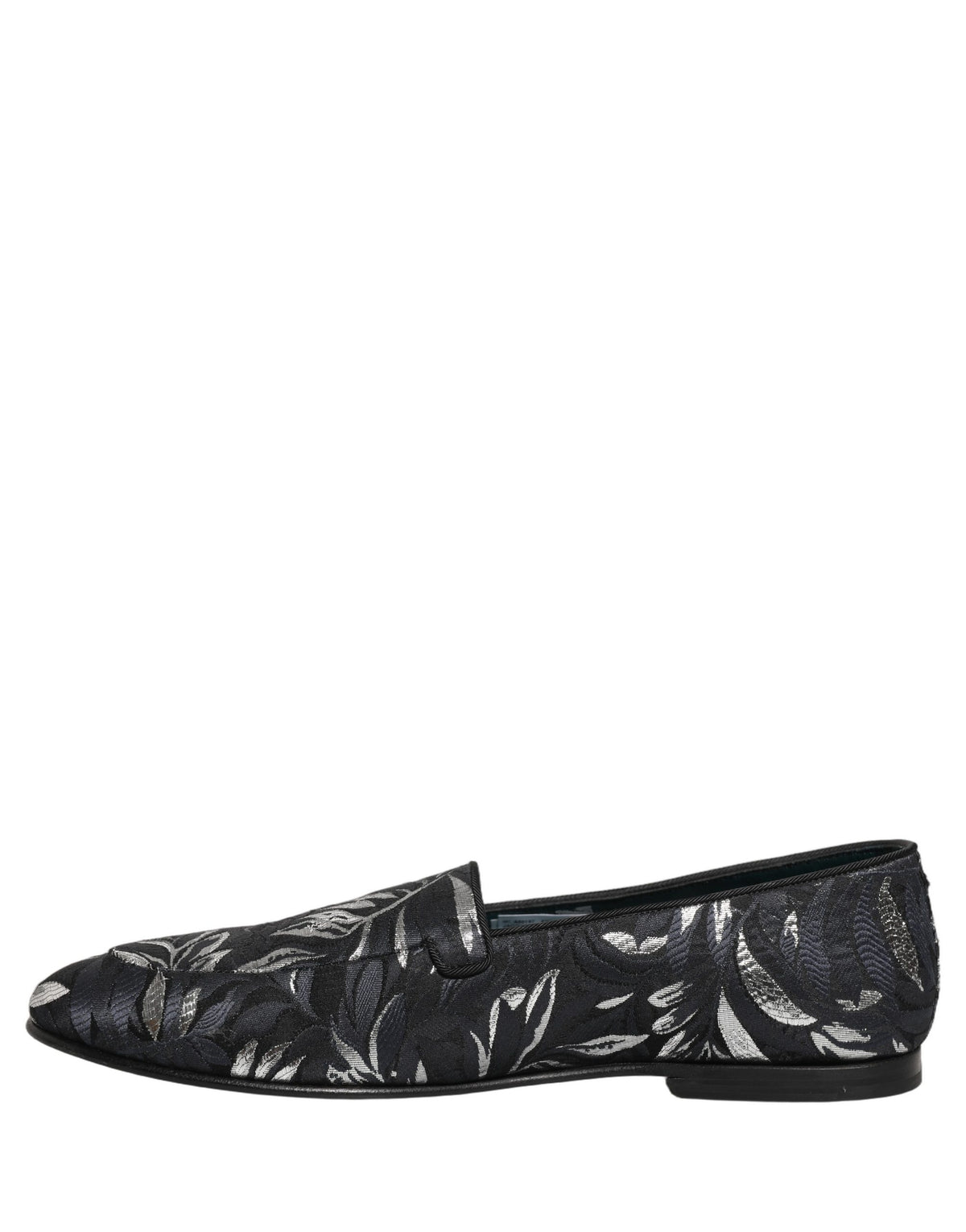 Dolce & Gabbana Black Leaf Embroidery Loafers for Men