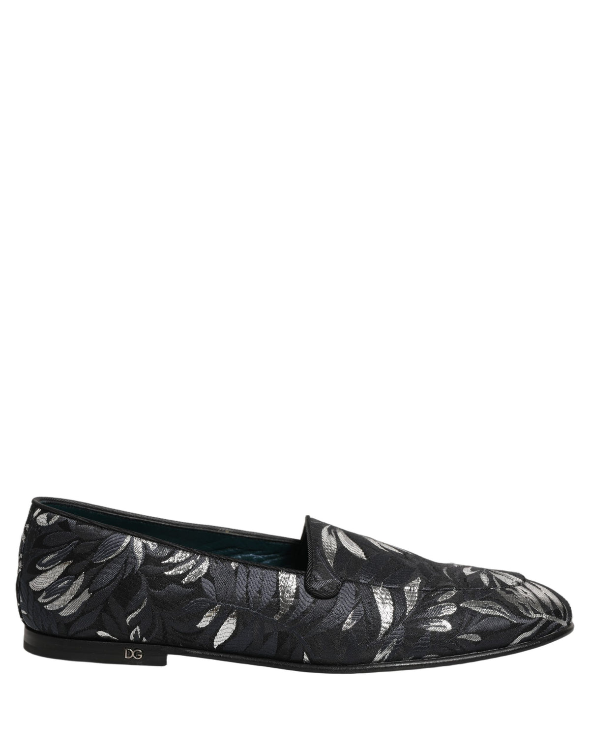 Dolce & Gabbana Black Leaf Embroidery Loafers for Men