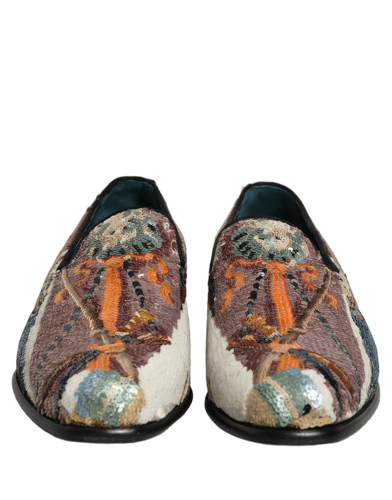 Dolce & Gabbana Multicolor Embroidered Sequin Loafers