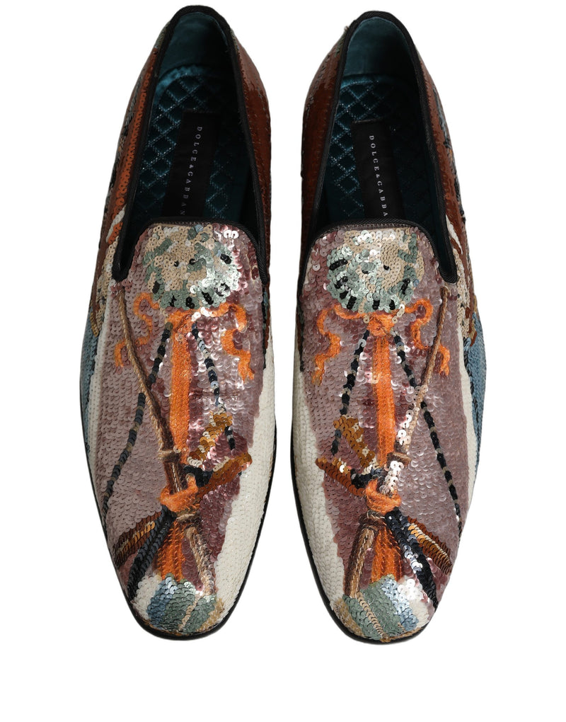 Dolce & Gabbana Multicolor Embroidered Sequin Loafers