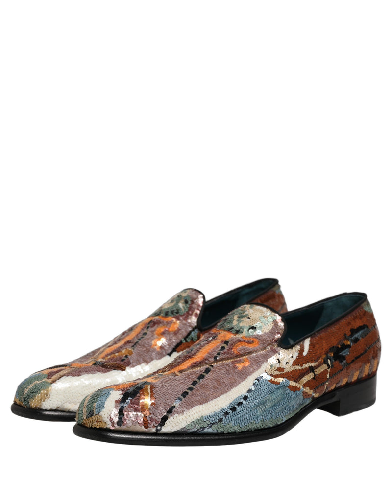 Dolce & Gabbana Multicolor Embroidered Sequin Loafers