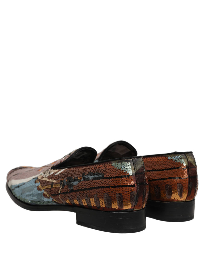 Dolce & Gabbana Multicolor Embroidered Sequin Loafers