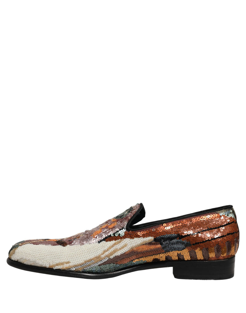 Dolce & Gabbana Multicolor Embroidered Sequin Loafers