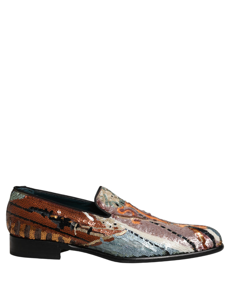 Dolce & Gabbana Multicolor Embroidered Sequin Loafers
