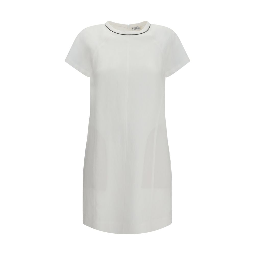 Brunello Cucinelli White Viscose Midi Casual Dress