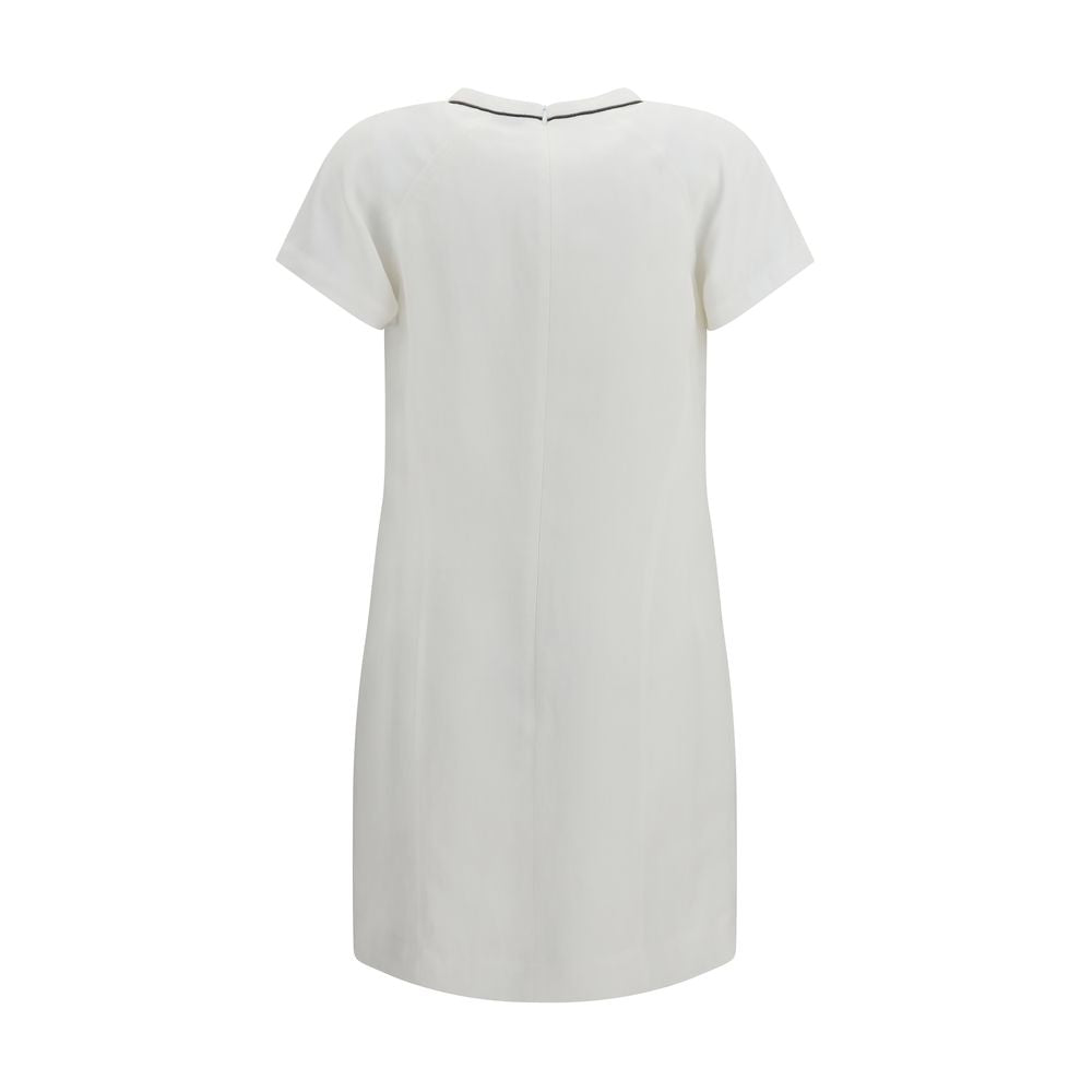 Brunello Cucinelli White Viscose Midi Casual Dress
