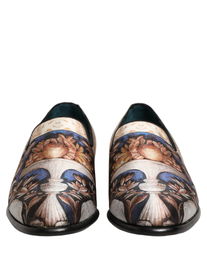 Dolce & Gabbana Multicolor Fruit Print Velvet Loafers