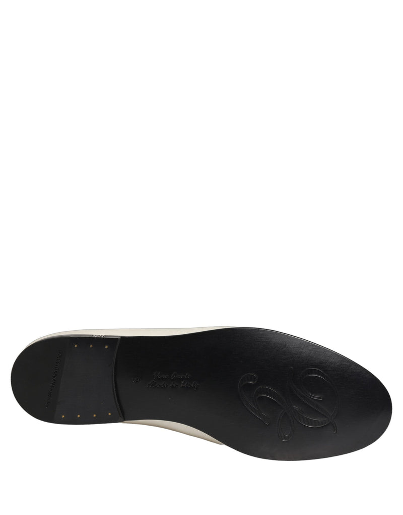 Dolce & Gabbana White Satin Logo Slip-On Loafers for Men
