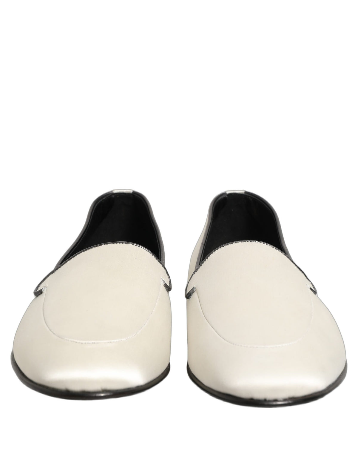 Dolce & Gabbana White Satin Logo Slip-On Loafers for Men