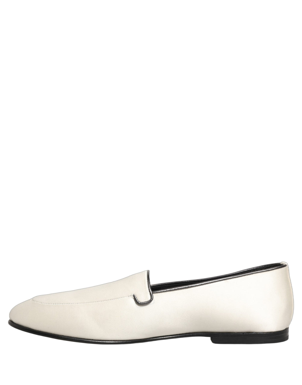 Dolce & Gabbana White Satin Logo Slip-On Loafers for Men