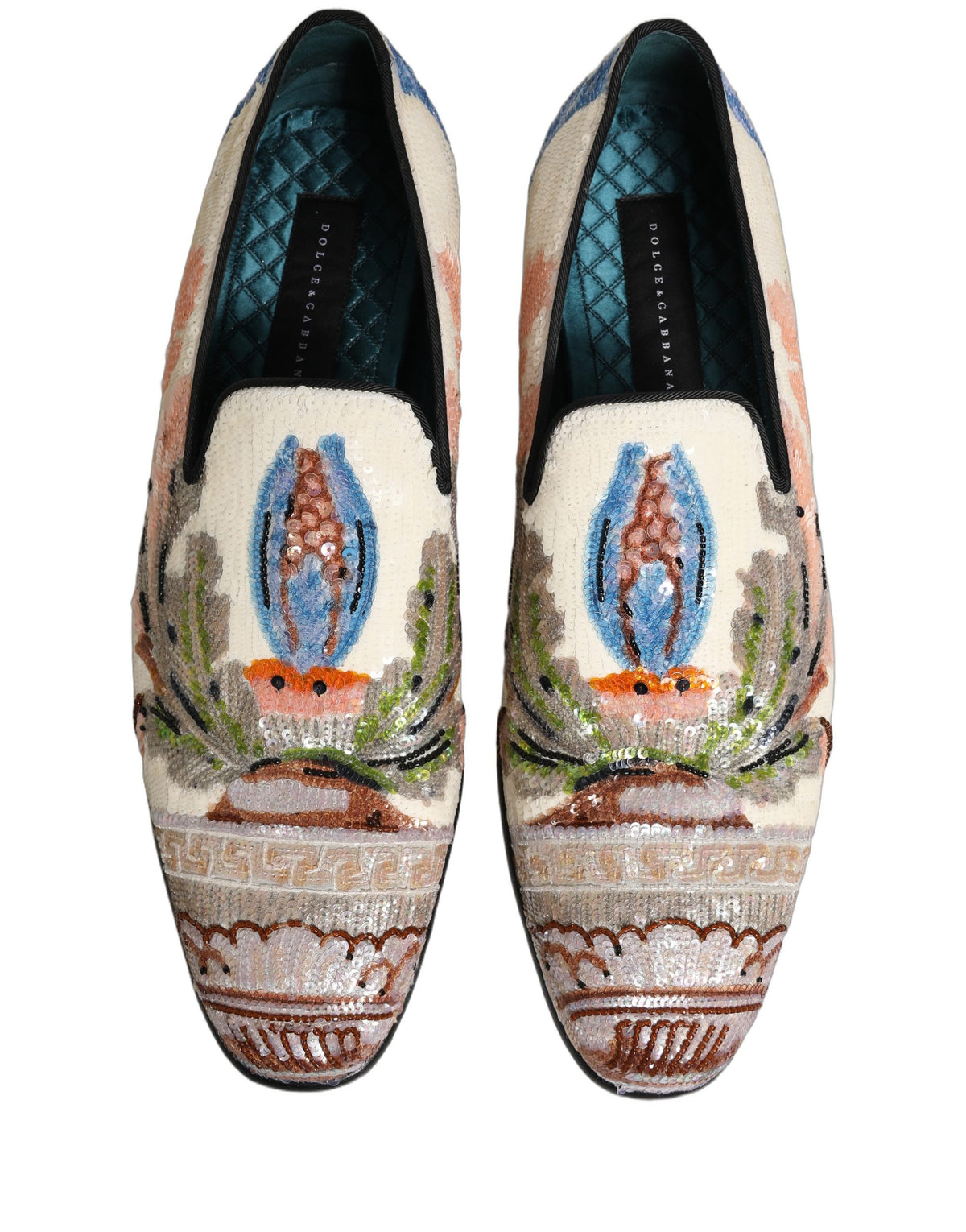 Dolce & Gabbana Multicolor Sequin Embroidered Loafers