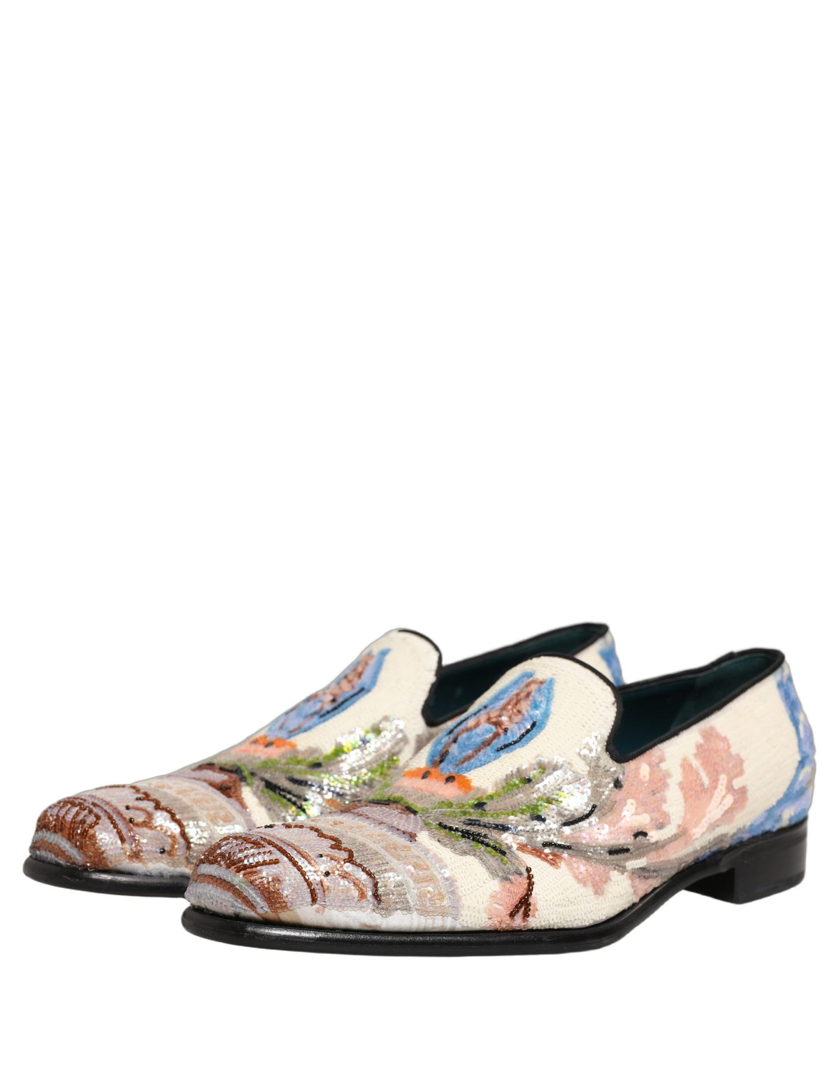 Dolce & Gabbana Multicolor Sequin Embroidered Loafers