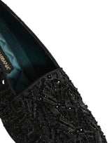 Dolce & Gabbana Black Velvet Embroidered Dress Loafers